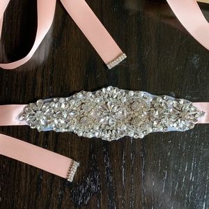 Rhinestone & Satin Bridal Ribbon Sash/Belt
